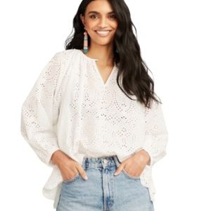 NWT Roller Rabbit Anette Eyelet Button Front Blouse Size L